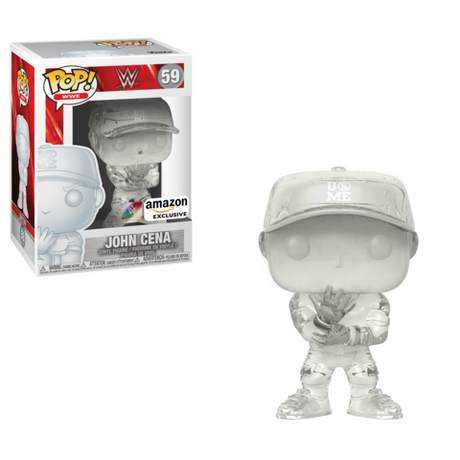 Funko Pop! WWE John Cena Invisible figure with box imperfection, from Shak's Pop Shop, featuring exclusive design and visible details.
